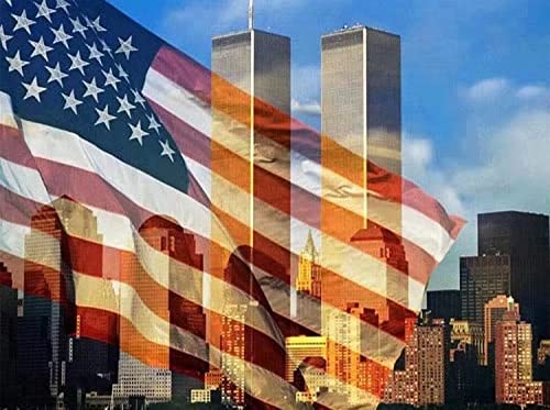 1000-Piece Jigsaw Puzzle - American Flag & Twin Towers Design - Educational Wooden Puzzle for Adults & Kids - Challenging Brain Game - Perfect for School Supplies, Home Decor, Birthday Gifts & Family Game Night