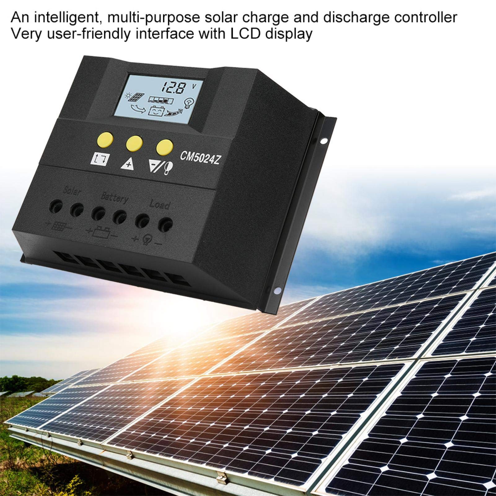 EXCLUZO Solar Charge Controller - 12V/24V Battery Regulator with Stable Performance & Easy Operation for RV, Boat, Off-Grid Power Systems | Efficient Solar Panel Charging for Home & Outdoor Use