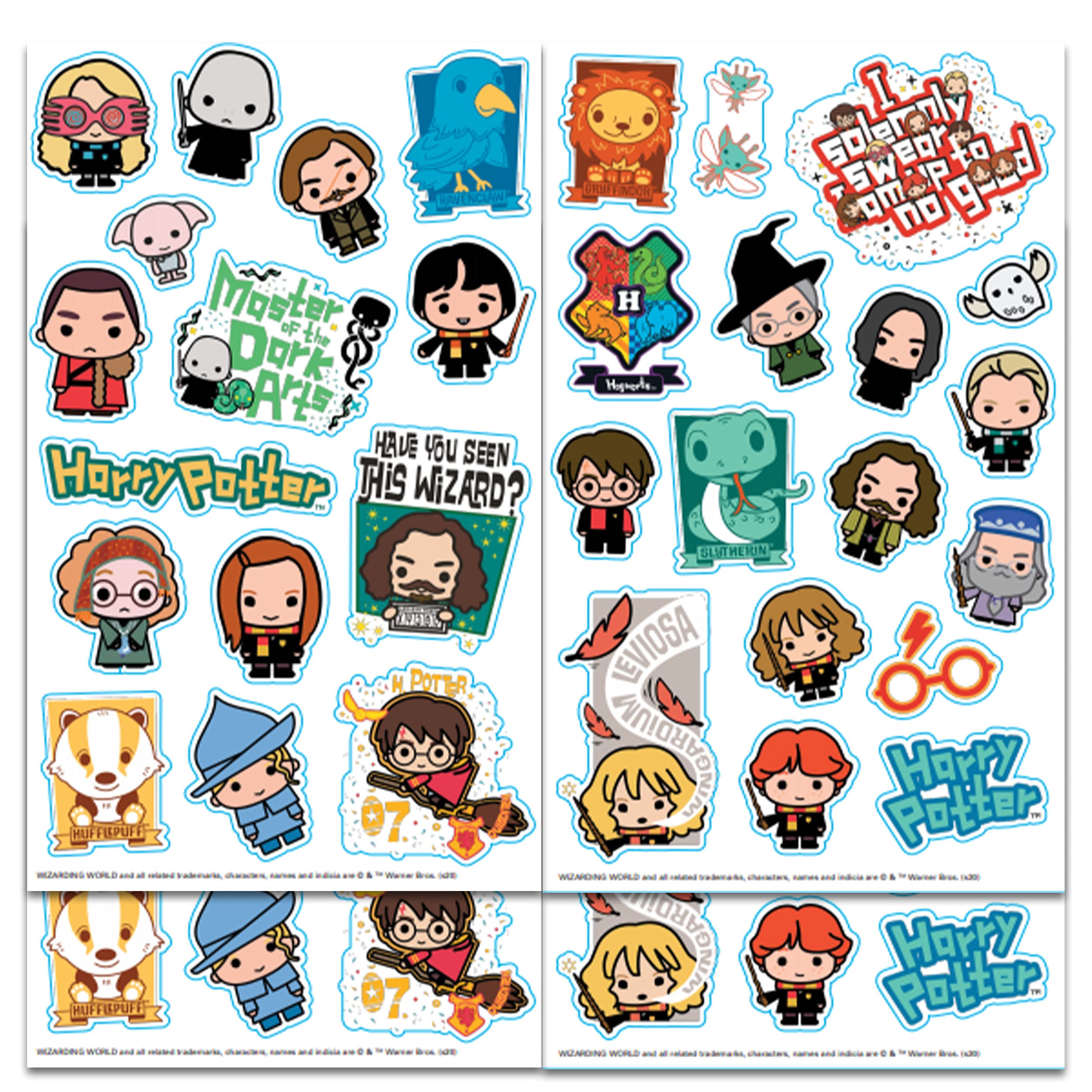 Harry Potter Sticker Set - 60+ Unique Stickers for Laptops, Water Bottles, Notebooks | Perfect for DIY Crafts, Scrapbooking, Party Decorations & Gift Wrapping | Official Harry Potter Merchandise