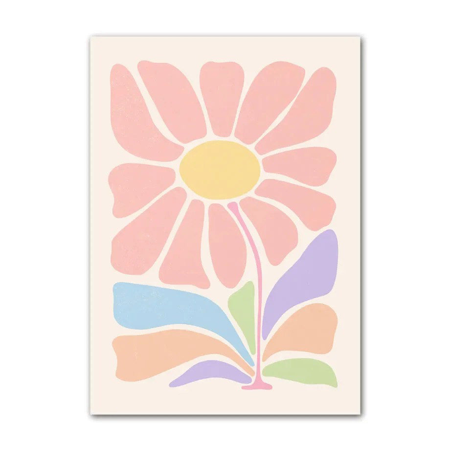 Minimalist Aesthetic Pastel Flowers Canvas Wall Art Posters - Perfect for Bedroom, Living Room & Office Decor
