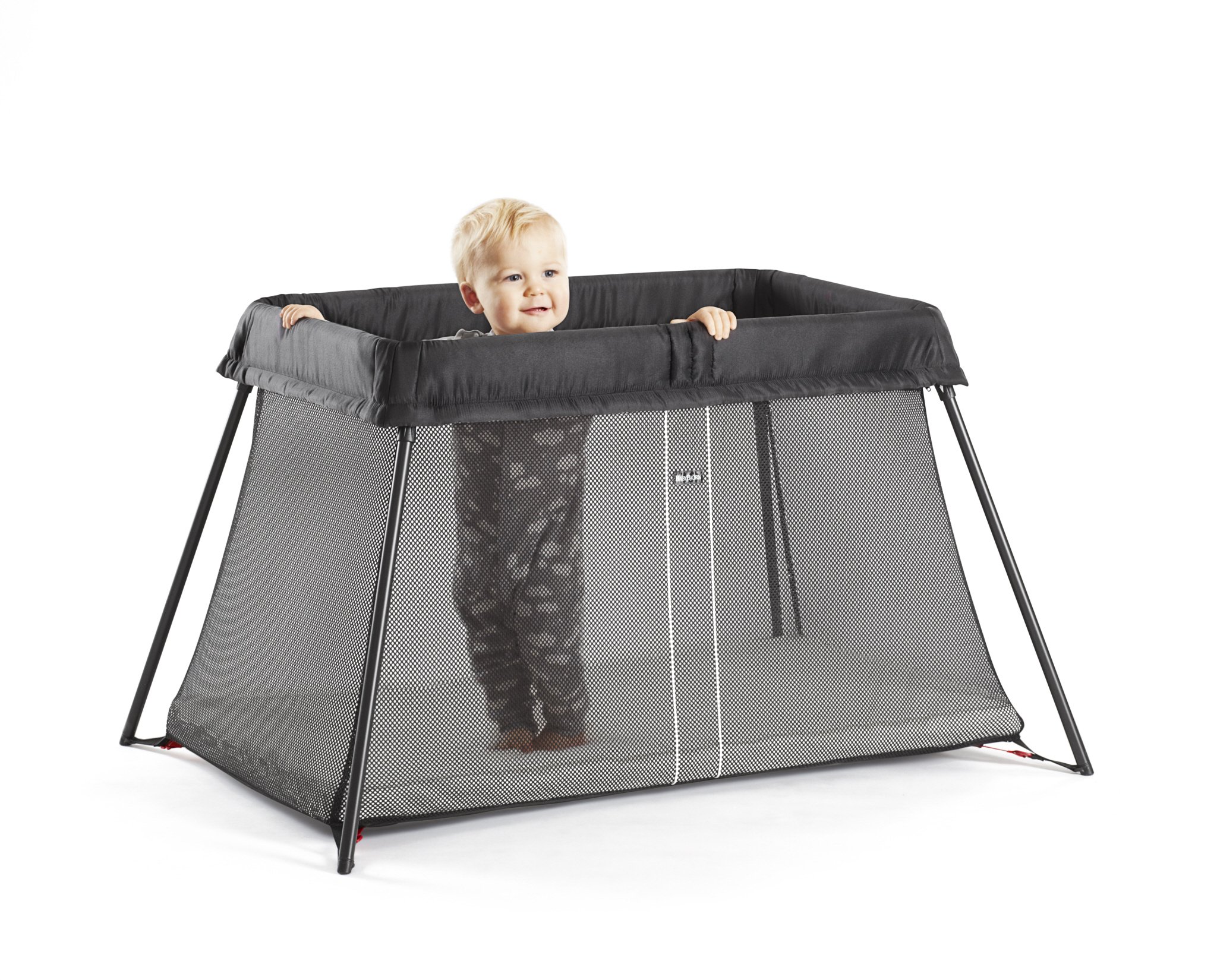 BabyBjörn Travel Crib Light - Portable Folding Baby Bed for Travel & Home, Black (040280US), One Size - Perfect for Airplanes, Hotels & Grandparents' House