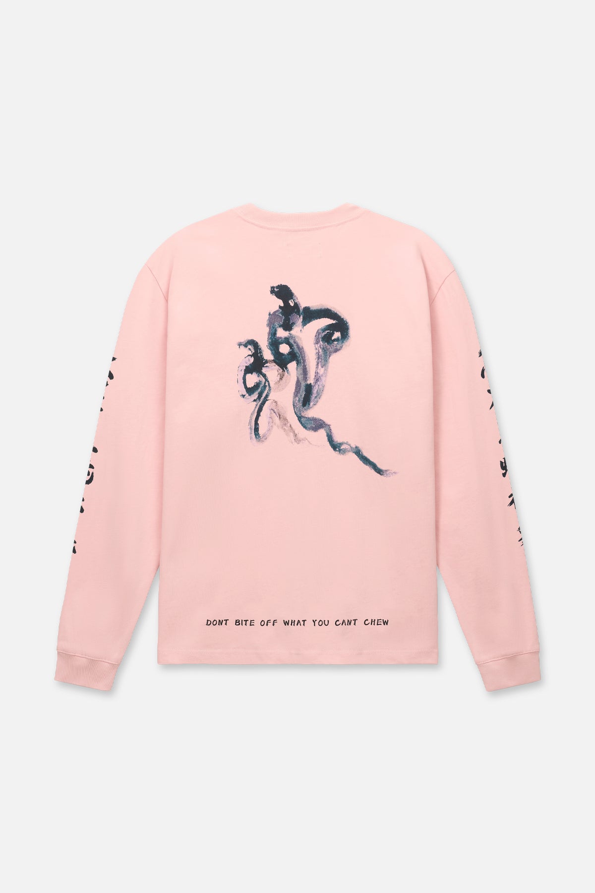 LAWRENCE Long Sleeve T-Shirt for Women | Blush Pink Watercolor Snake Print Top | Casual Wear, Street Style & Layering Essential