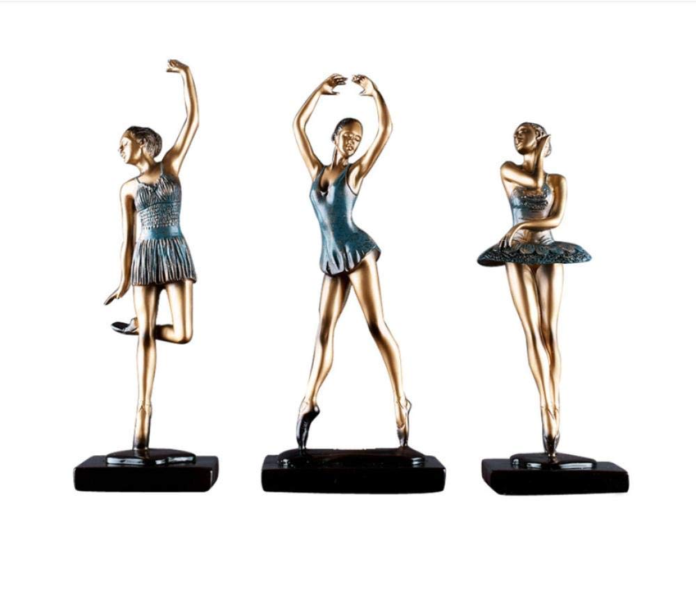 3-Piece Ballerina Sculpture Set - Elegant Resin Dancer Statues for Home Decor, Blue Ballet Figurines - Perfect for Living Room, Bedroom & Office Decoration