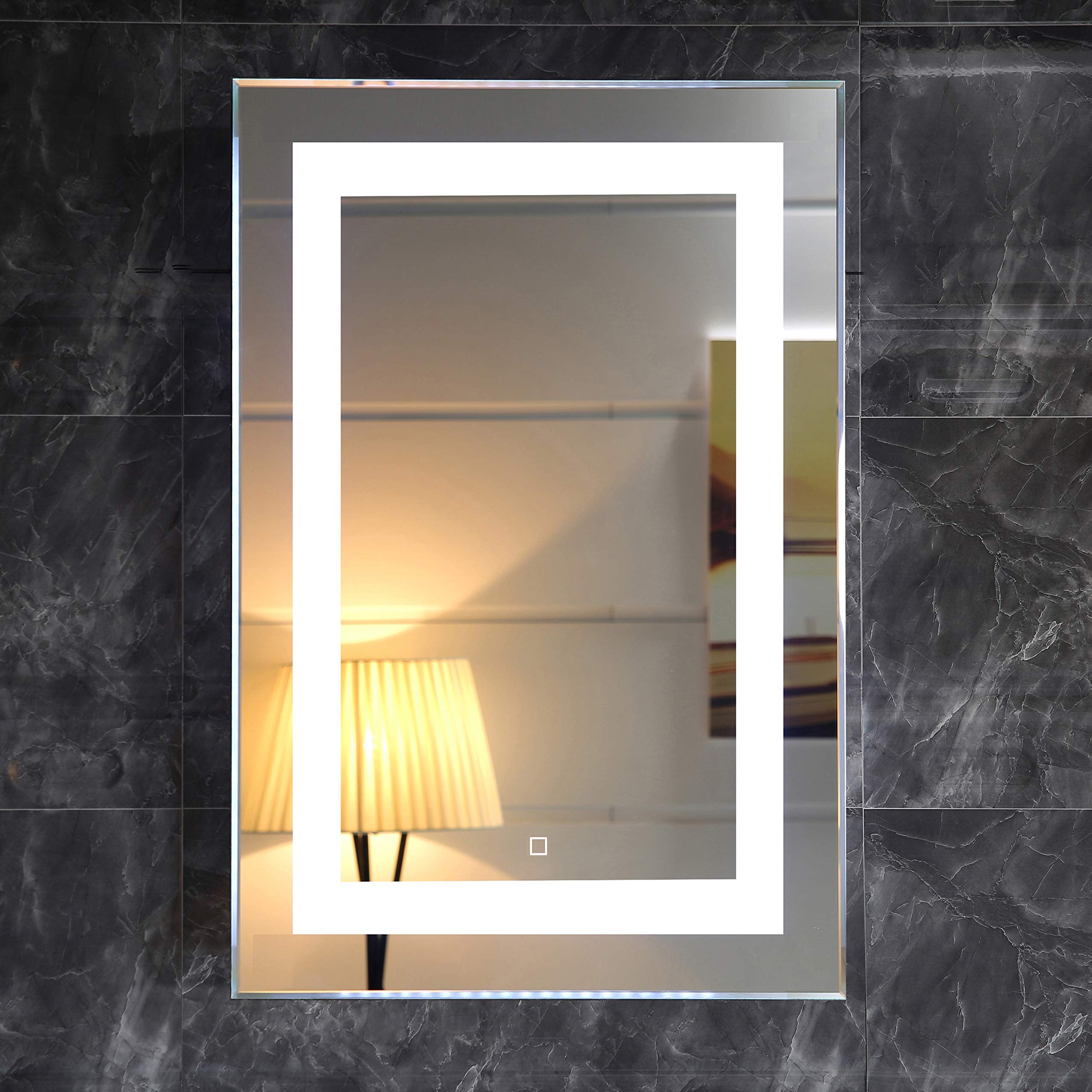 24x36 Inch LED Bathroom Mirror with Touch Switch - Wall Mounted, Anti-Fog, Dimmable Light for Vanity & Makeup - Perfect for Modern Bathrooms (GS099-2436)