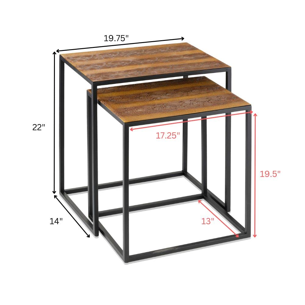 Modern Rattlesnake Faux Skin End Tables - Set of 2, Nesting Coffee Tables for Living Room with Realistic Finish | Perfect for Small Spaces, Home Decor & Western Style Interiors