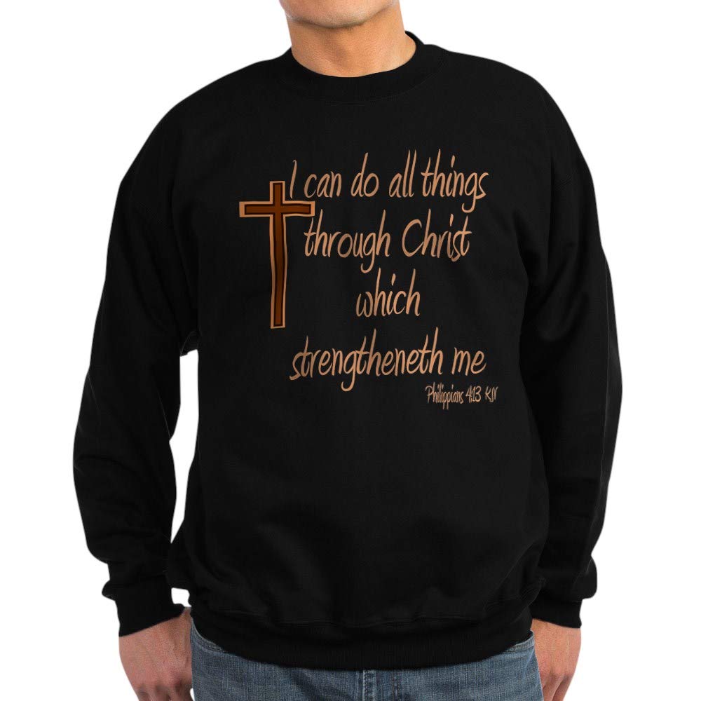 Philippians 4:13 Brown Cross Christian Sweatshirt - Inspirational Bible Verse Hoodie for Men & Women - Perfect for Church, Bible Study & Everyday Faith Wear