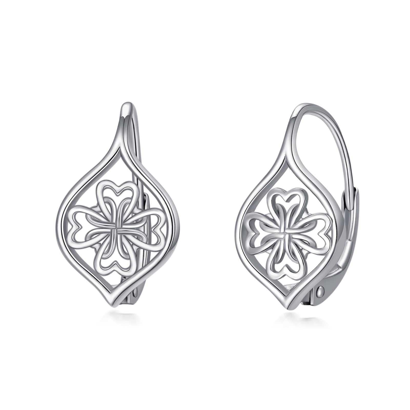 925 Sterling Silver Leverback Earrings - Lotus, Four Leaf Clover & Tree of Life Designs | Dainty Jewelry Gifts for Women, Girls & Moms | Perfect for Mother's Day, Birthday & Everyday Wear