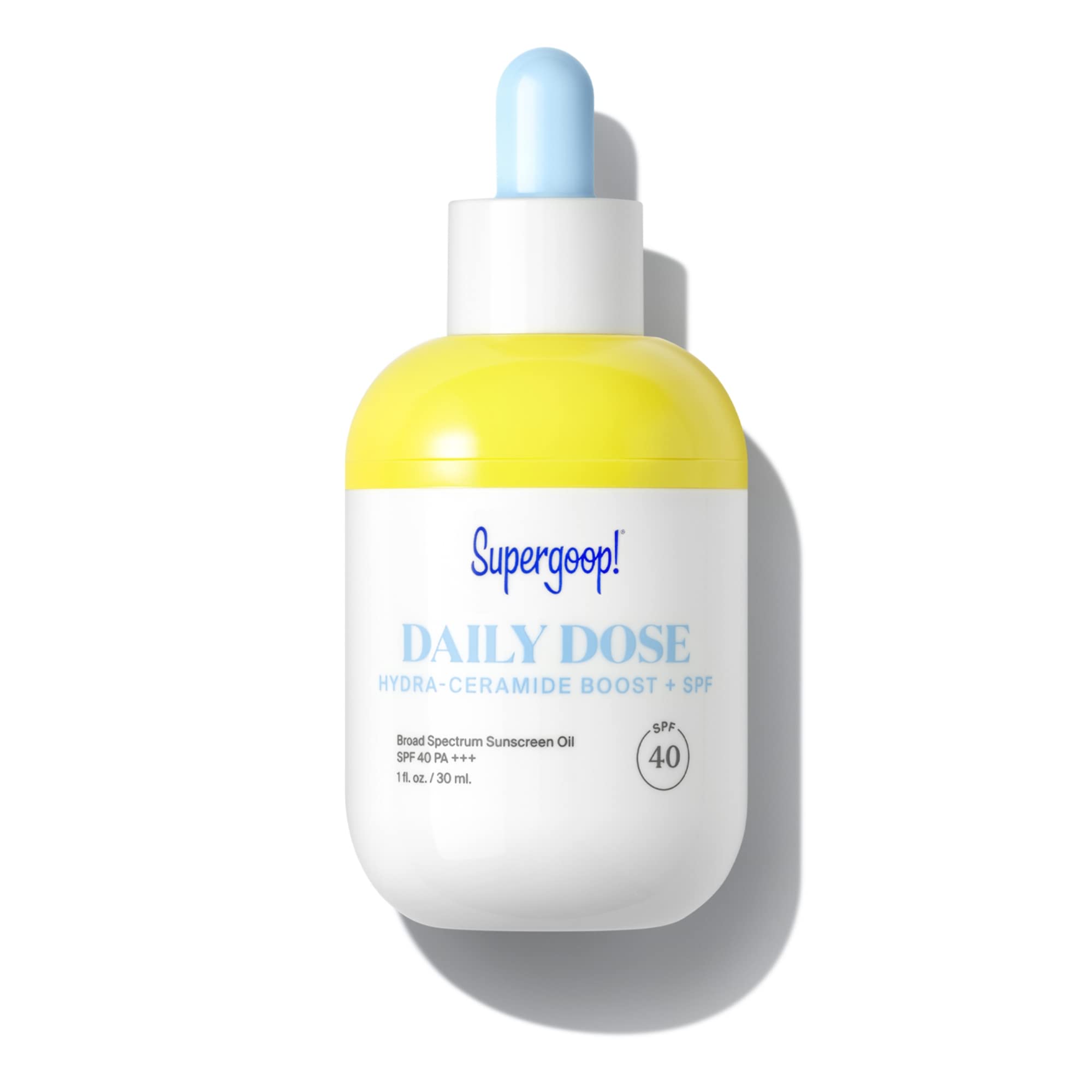 Supergoop! Daily Dose Hydra-Ceramide Boost + SPF 40 Sunscreen Oil (1 fl oz) - Broad Spectrum PA+++ Face Serum for Hydration & Skin Protection - Suitable for All Skin Types - Perfect for Daily Use, Travel & Outdoor Activities