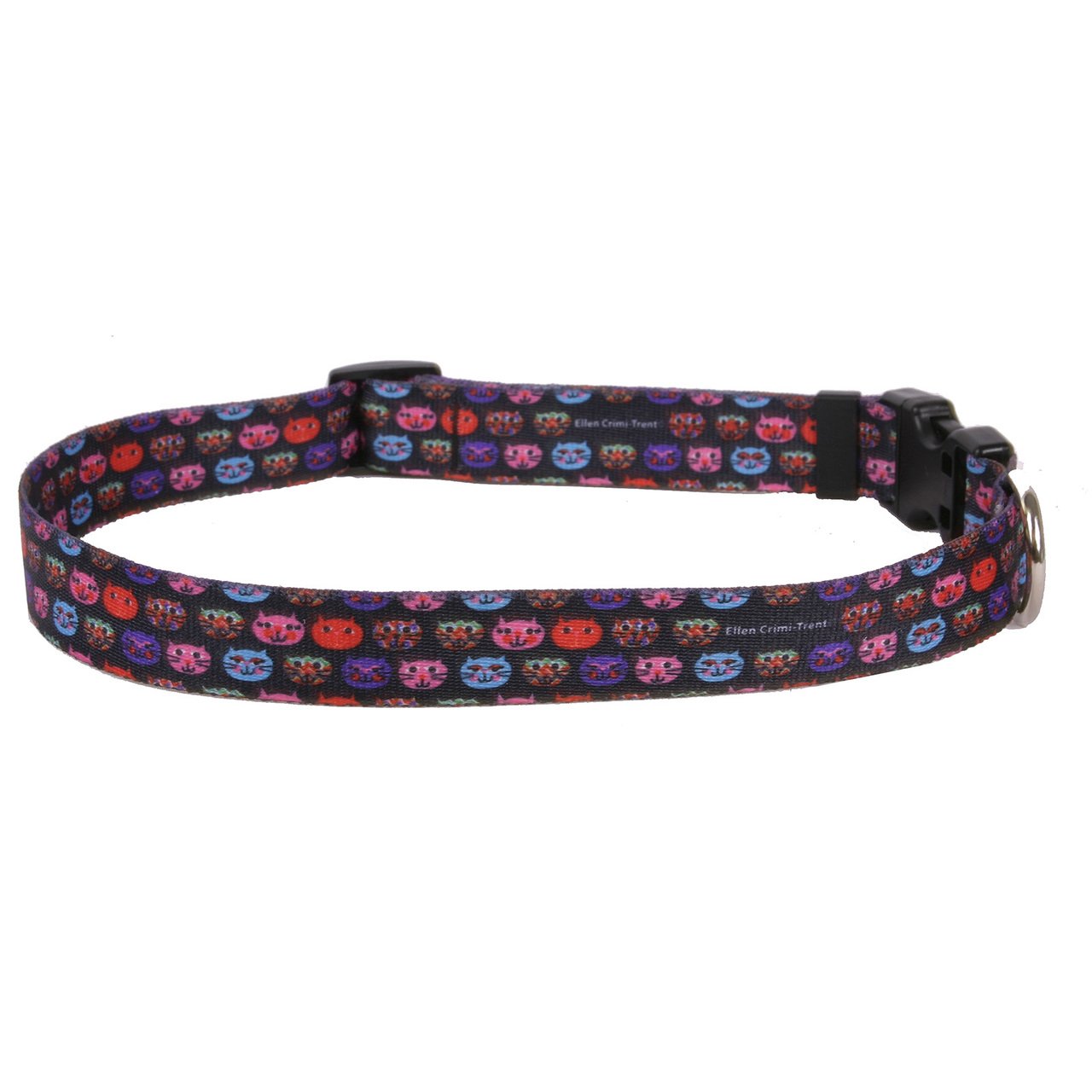 Yellow Dog Design Cat Faces Dog Collar - 1 Inch Wide Adjustable Pet Collar for Medium & Large Dogs (18-28 Inch Neck) - Durable Nylon Collar for Daily Walks, Training & Outdoor Adventures