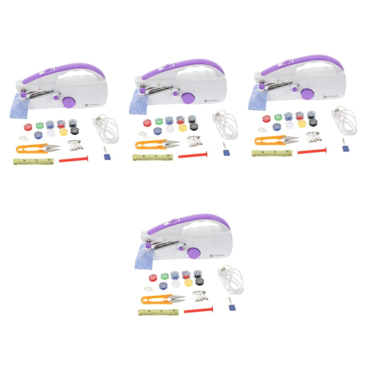EXCEART 4 Sets Electric Handheld Sewing Machine Kit with Thread - Portable Mini Sewing Machine for Home Mending, DIY Crafts & Quick Fabric Repairs - Includes Scissors & Accessories for On-the-Go Sewing Projects