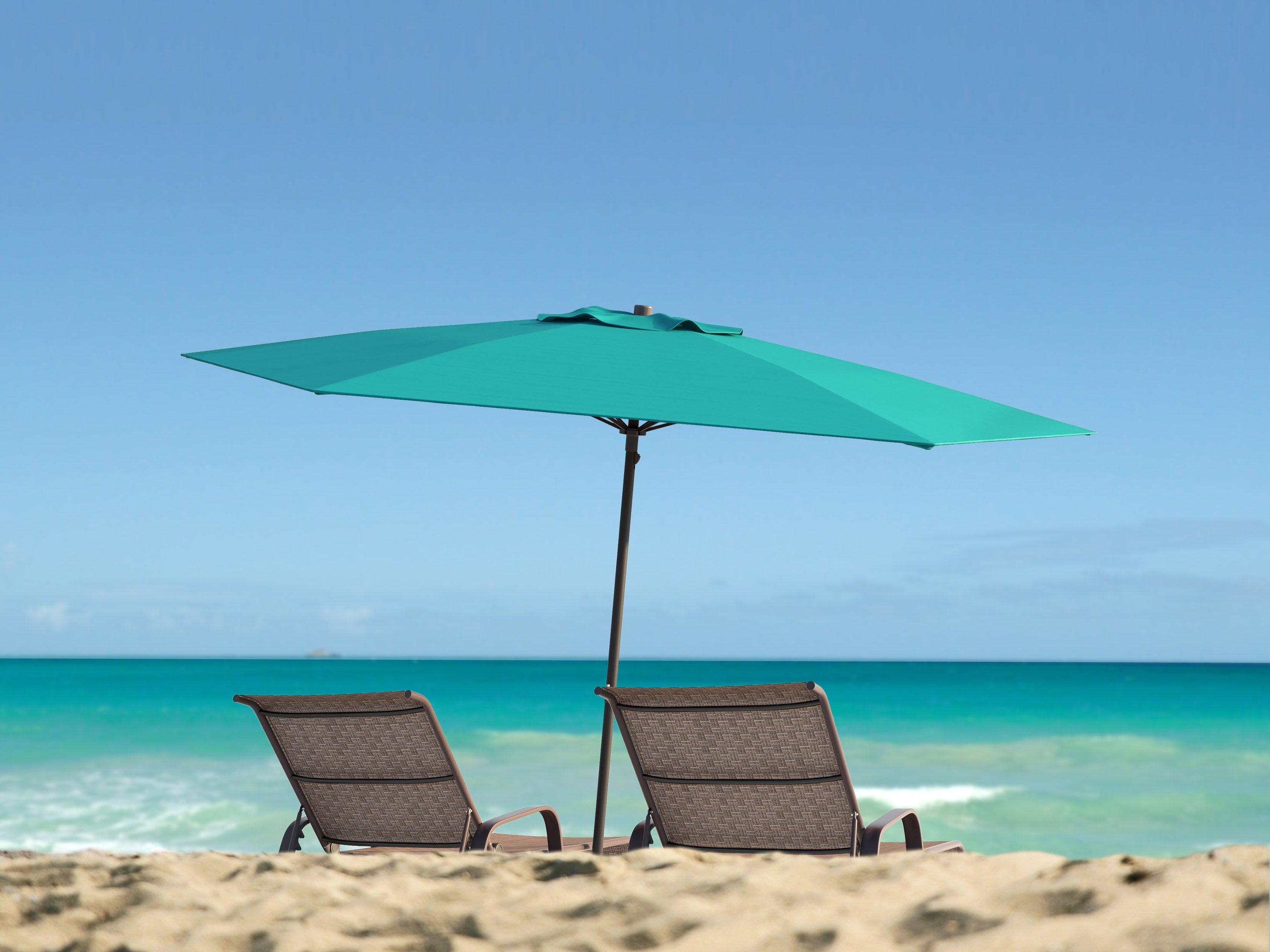 7.5ft Turquoise Beach Umbrella - UV Protection, Windproof, Portable for Outdoor, Sand Anchor - Perfect for Pool, Beach, Picnics & Backyard Relaxation