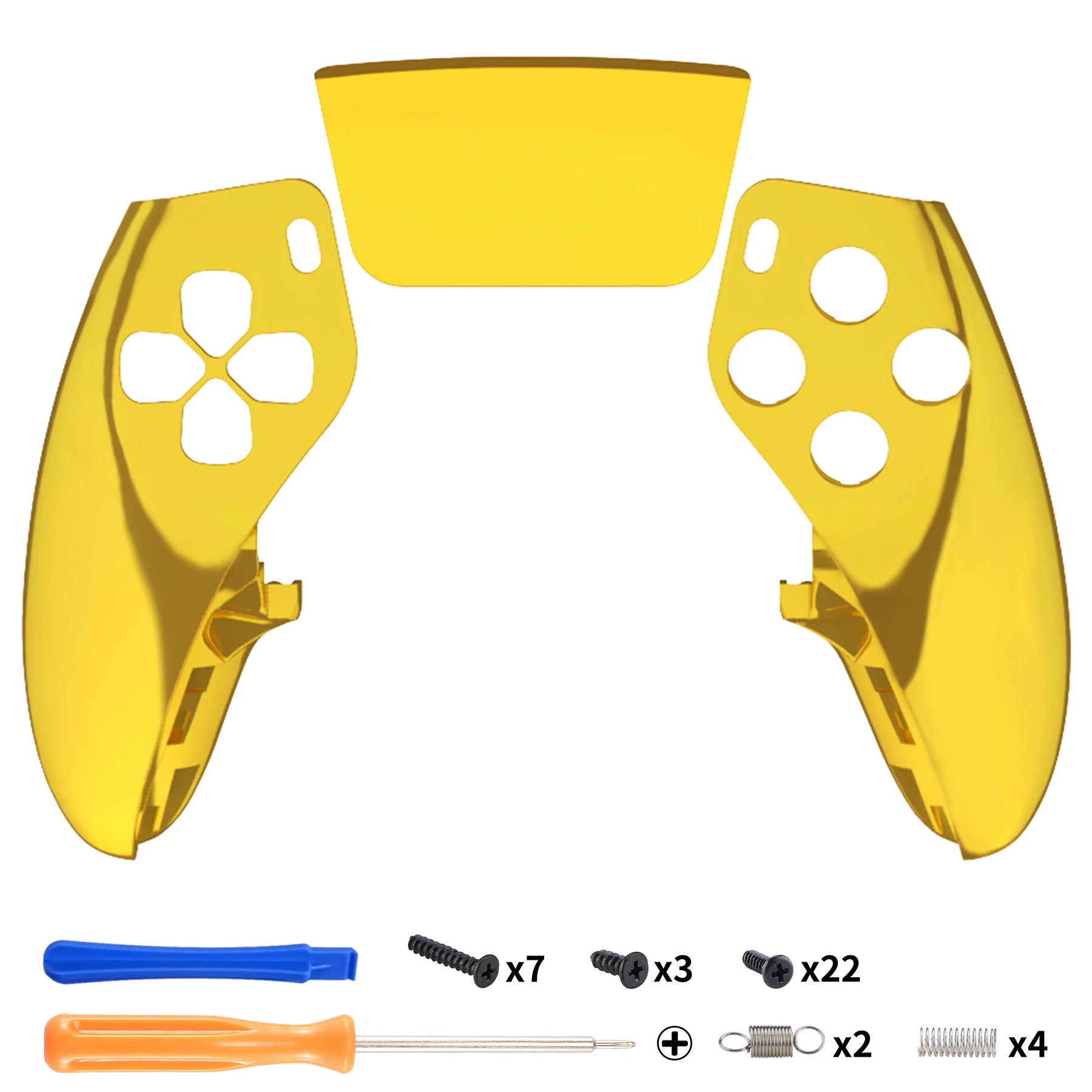 eXtremeRate Chrome Gold PS5 Edge Controller Faceplate Shell - DIY Replacement Front Housing & Touchpad Cover (Compatible with PS5 Edge Controller) - Perfect for Gaming, Customization & Controller Repair
