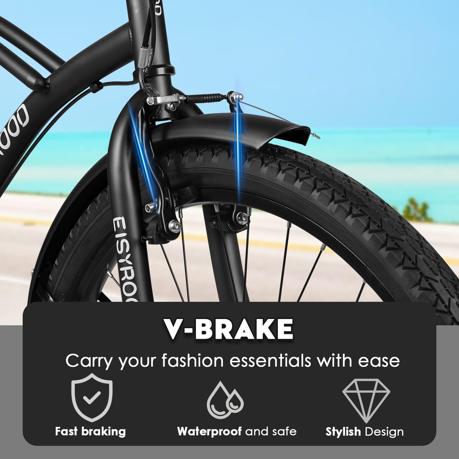 **26 Inch Women's Beach Cruiser Bike - 7 Speed Hybrid Bicycle for Women & Men, Lightweight Frame with Anti-Skid Tires, Easy Quick Assembly - Perfect for Commuting, Leisure Rides & Beach Cruising**