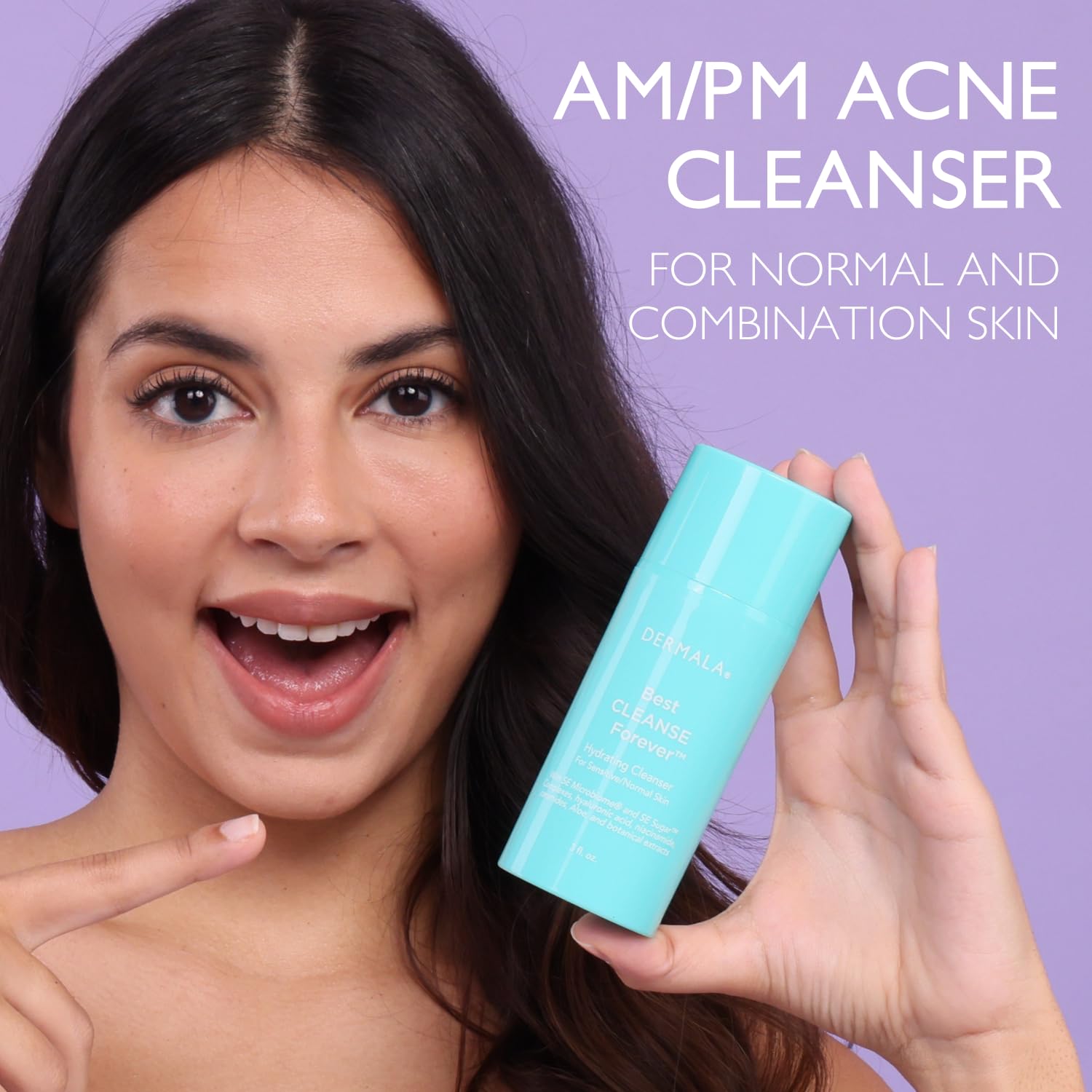 Dermala FOBO CLEANSE AM/PM Facial Cleanser - Natural, Gentle, pH Balanced Face Wash for Acne-Prone & Sensitive Skin | Daily Skincare Routine for Clear, Pimple-Free Complexion | Perfect for Morning & Night Use
