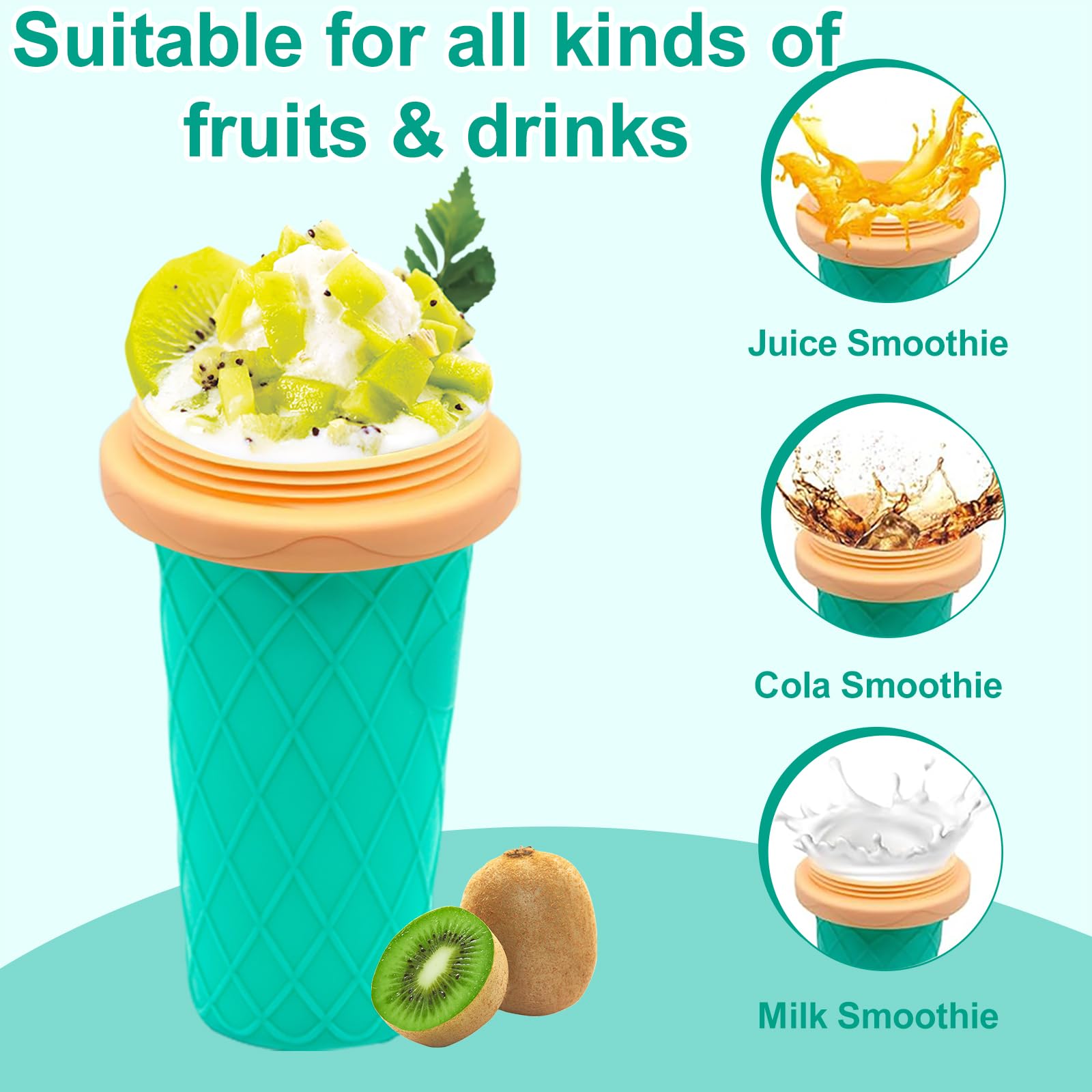 DIY Magic Quick Frozen Smoothies Cup - Portable Slushie Maker for Homemade Milk Shakes & Ice Cream | Double Layer Squeeze Slushy Cup | Perfect Birthday Gift for Kids, Friends & Family | Great for Summer Parties, Picnics & Home Treats