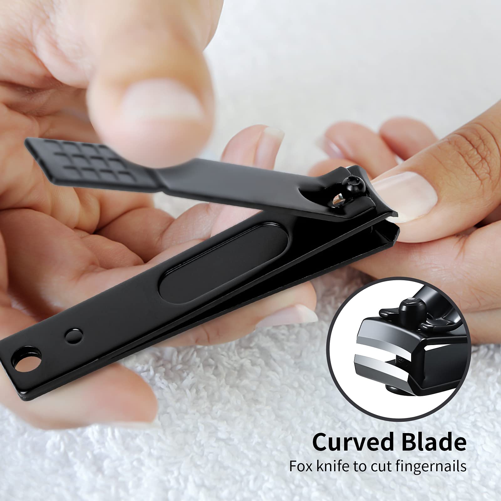 Premium Stainless Steel Nail Clippers Set - Sharp Fingernail & Toenail Clippers for Thick & Ingrown Nails - 4-Piece Black Nail Cutter Kit with Nail File for Men, Women & Kids - Perfect for Home, Travel & Salon Use