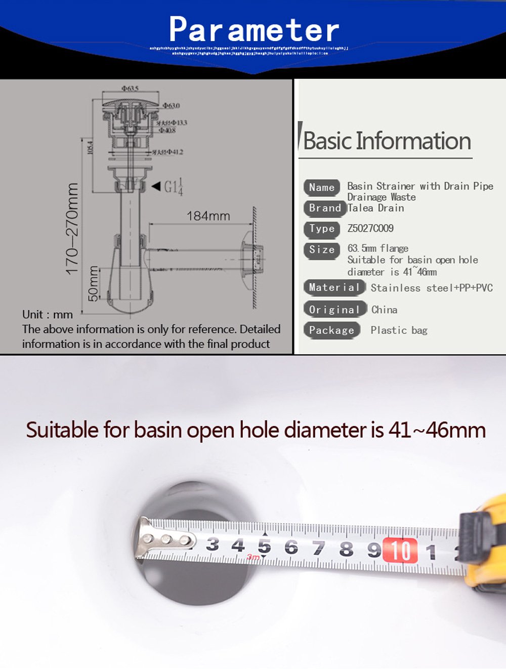 **Talea Basin Strainer Pipe with Pop-Up Click Clack Waste - Durable Bathroom Sink Drain for Easy Cleaning & Maintenance**    *(Use Case: Perfect for modern bathrooms, kitchen sinks, and laundry rooms to prevent clogging and ensure smooth drainage.)*