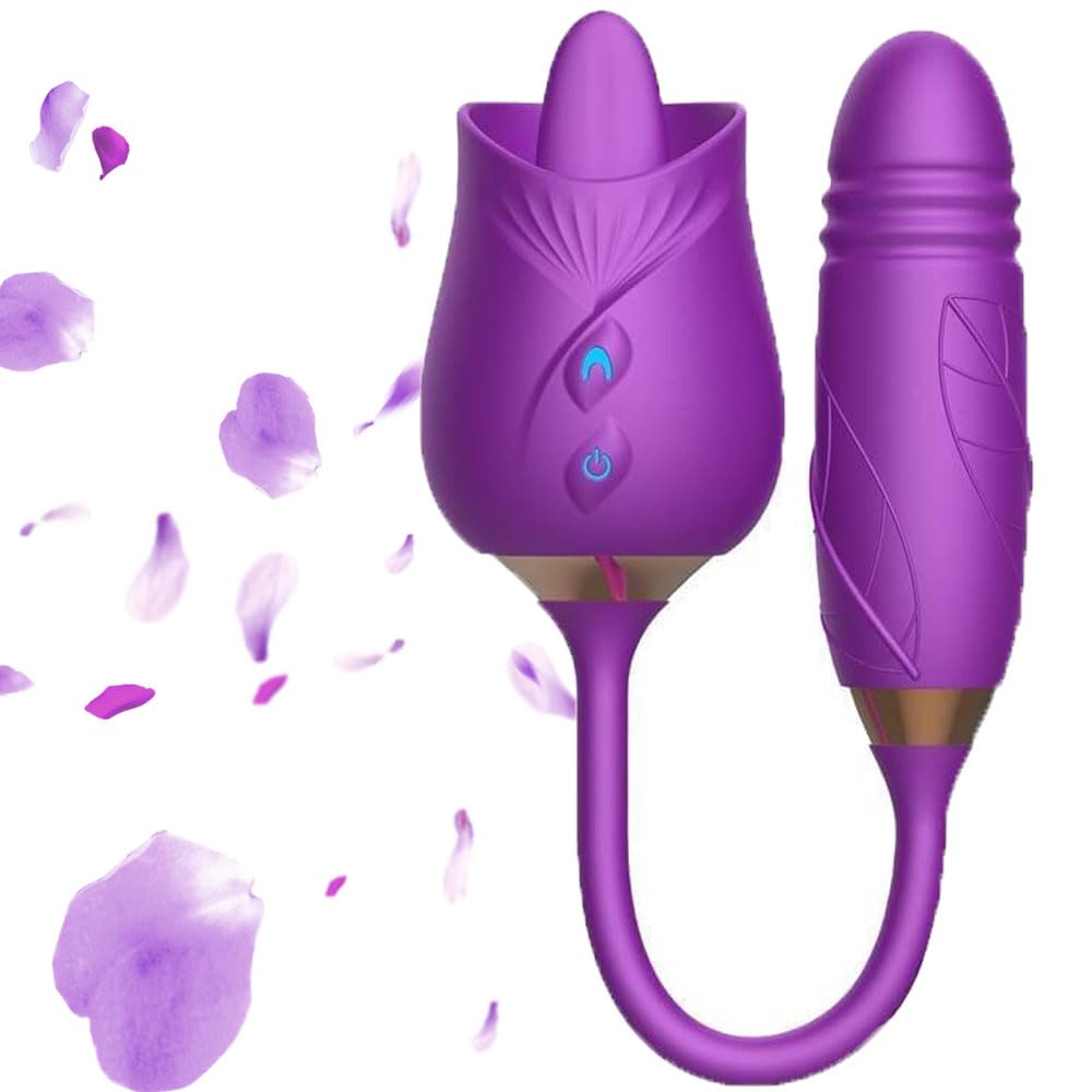 3-in-1 Rose Shape Adult Toy with Tongle Licking, Thrusting & Vibration - YN3+6 * 1 | Easy to Use Pleasure Device for Couples & Solo Play | Discreet & Sensual Gift for Romantic Nights