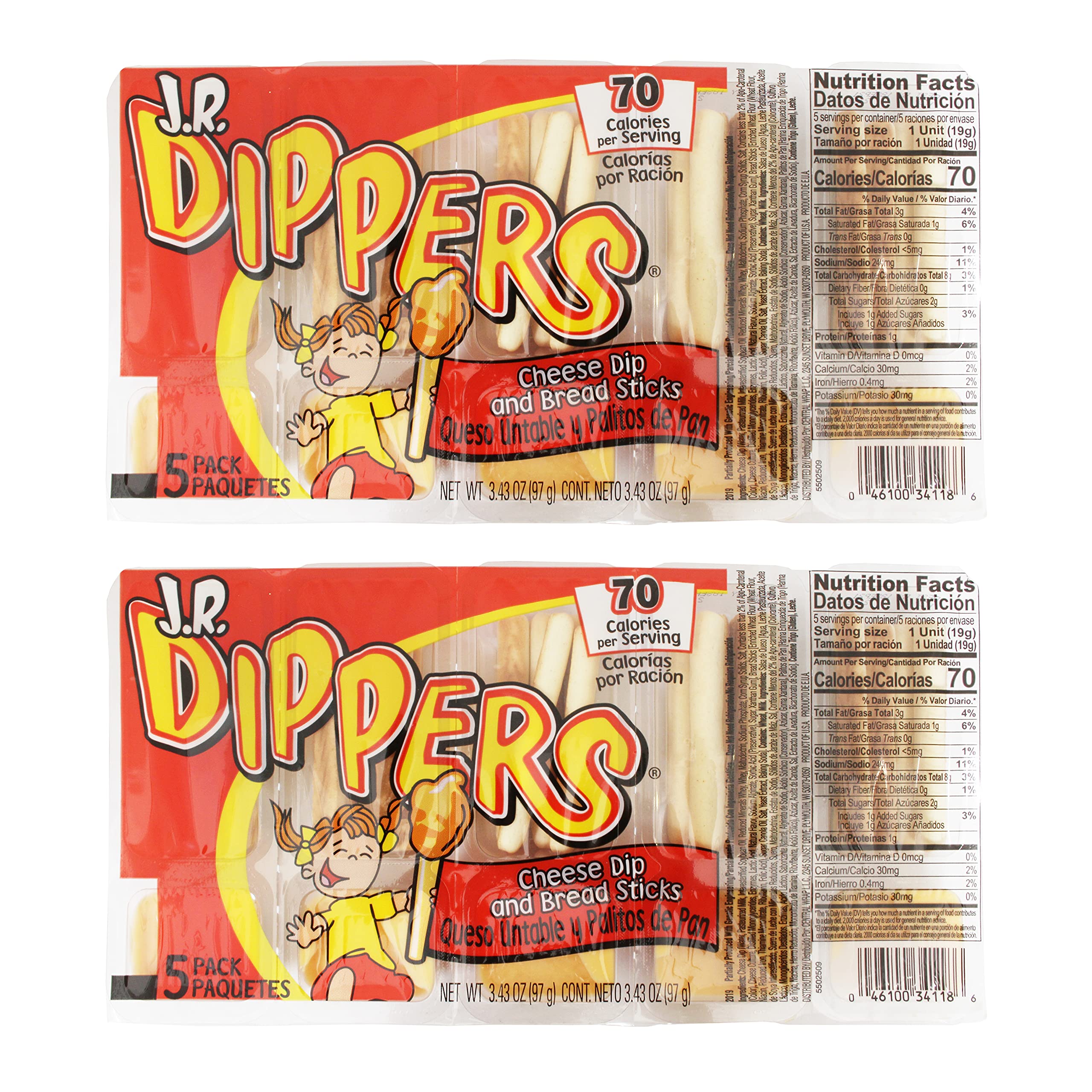 Delicious J.R. Dippers Cheese Dip & Bread Sticks Snacks (2 Packs) - Perfect for Parties, Movie Nights & Game Day Snacking