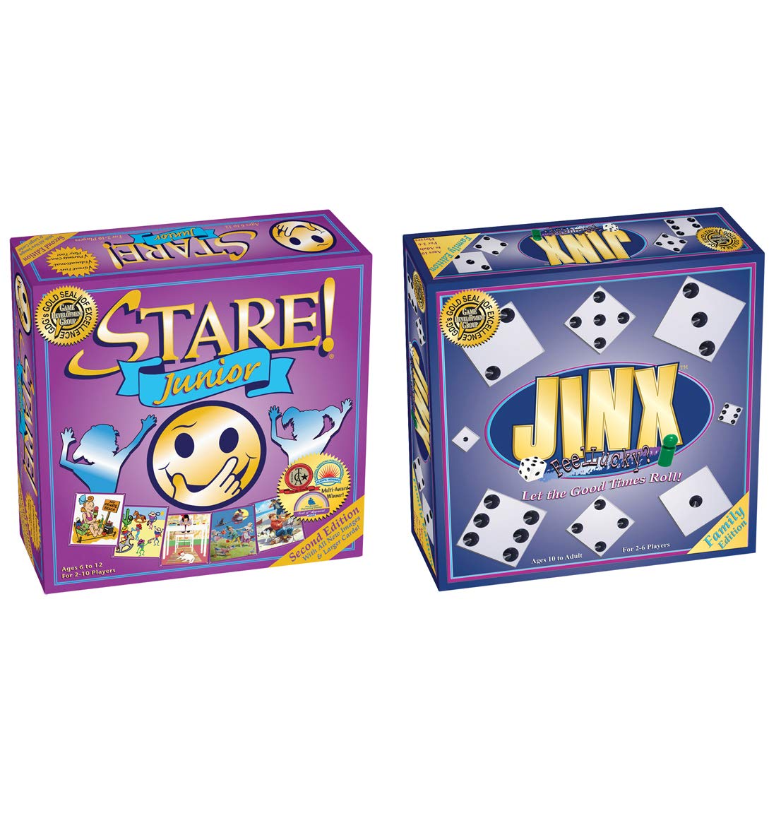 Fun Kids Board Game Bundle - Stare Junior & Jinx Family for Family Game Night