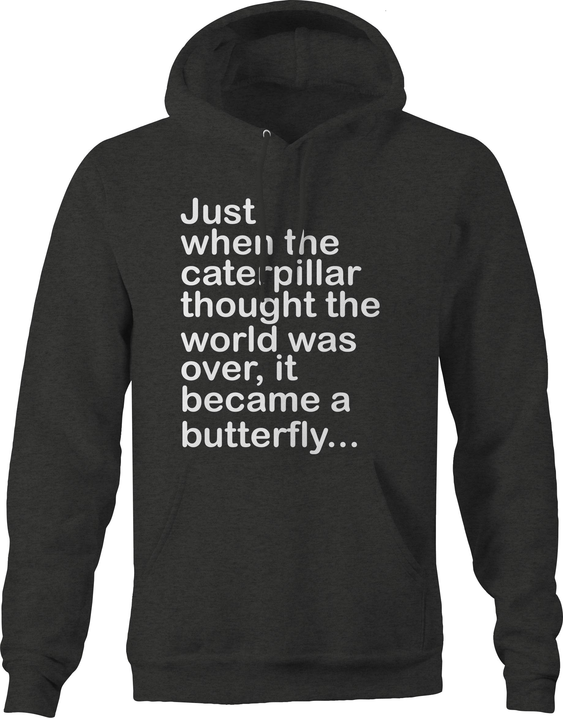 Men's Gray Butterfly Transformation Hoodie - Soft & Comfortable Pullover for Casual Wear, Street Style & Outdoor Activities