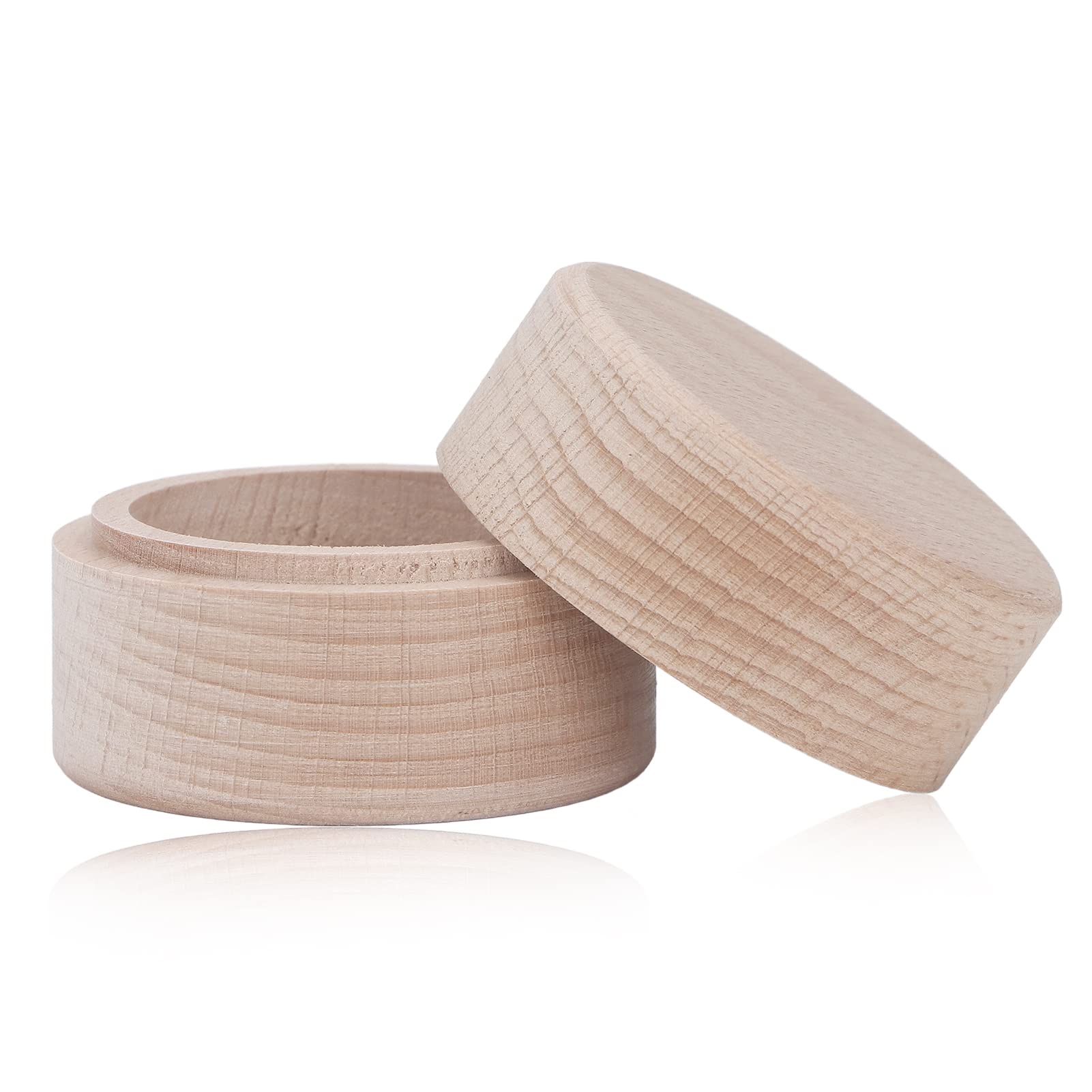 Wooden Ring Box - Small Portable Round Jewelry Box for Earrings, Rings & Trinkets - Durable & Sturdy Design - Perfect for Travel, Gifts & Wedding Proposals