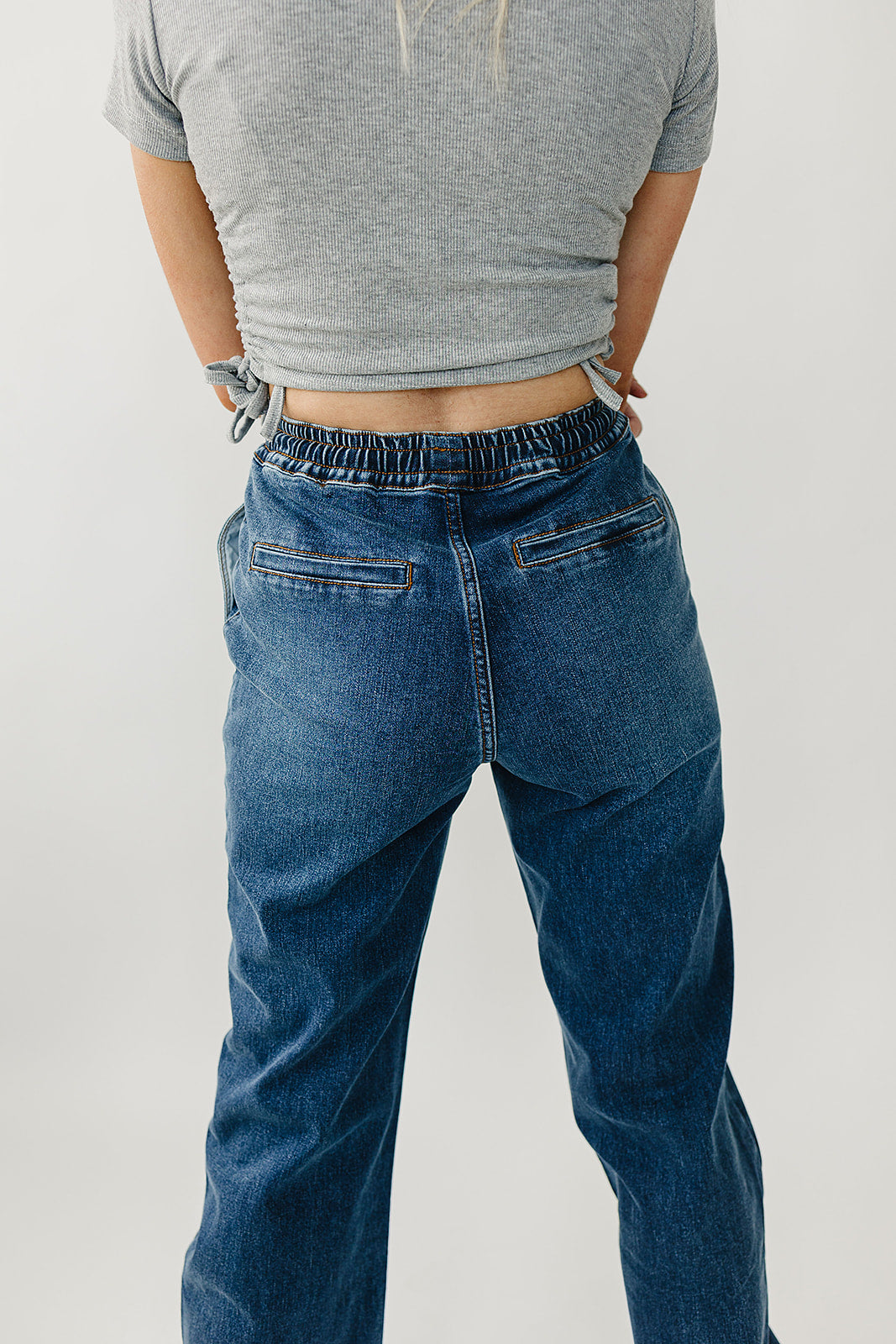 High Rise Wide Leg Denim Joggers for Women - Comfortable Stretchy Casual Pants for Lounge, Travel & Everyday Wear