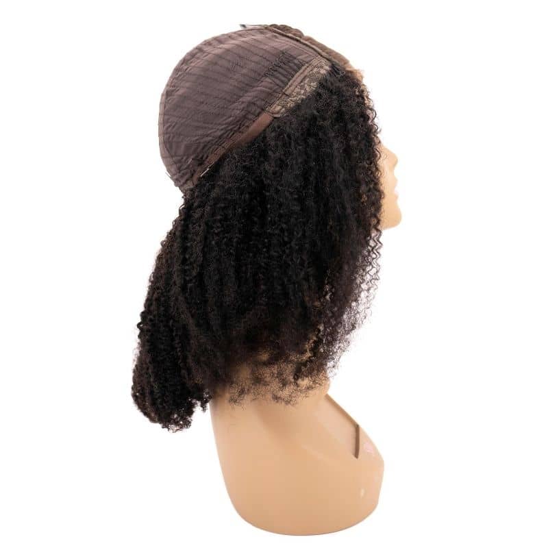 Afro Kinky Curly 4x4 Transparent Lace Closure Wig - Natural Black Human Hair - Perfect for Protective Styles & Everyday Wear
