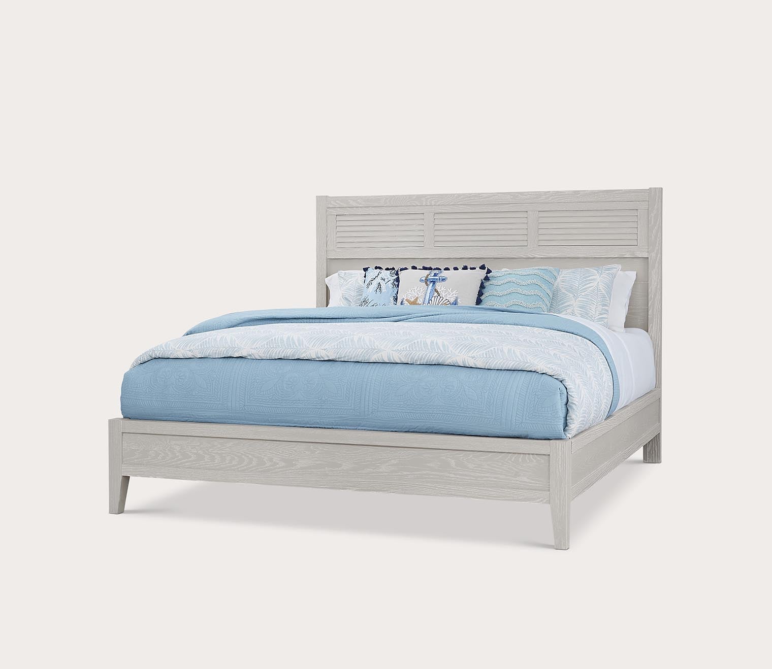 Vaughan Bassett Passageways Louvered Low Profile Bed Frame - Modern Solid Wood Platform Bed for Bedroom, Guest Room & Small Spaces