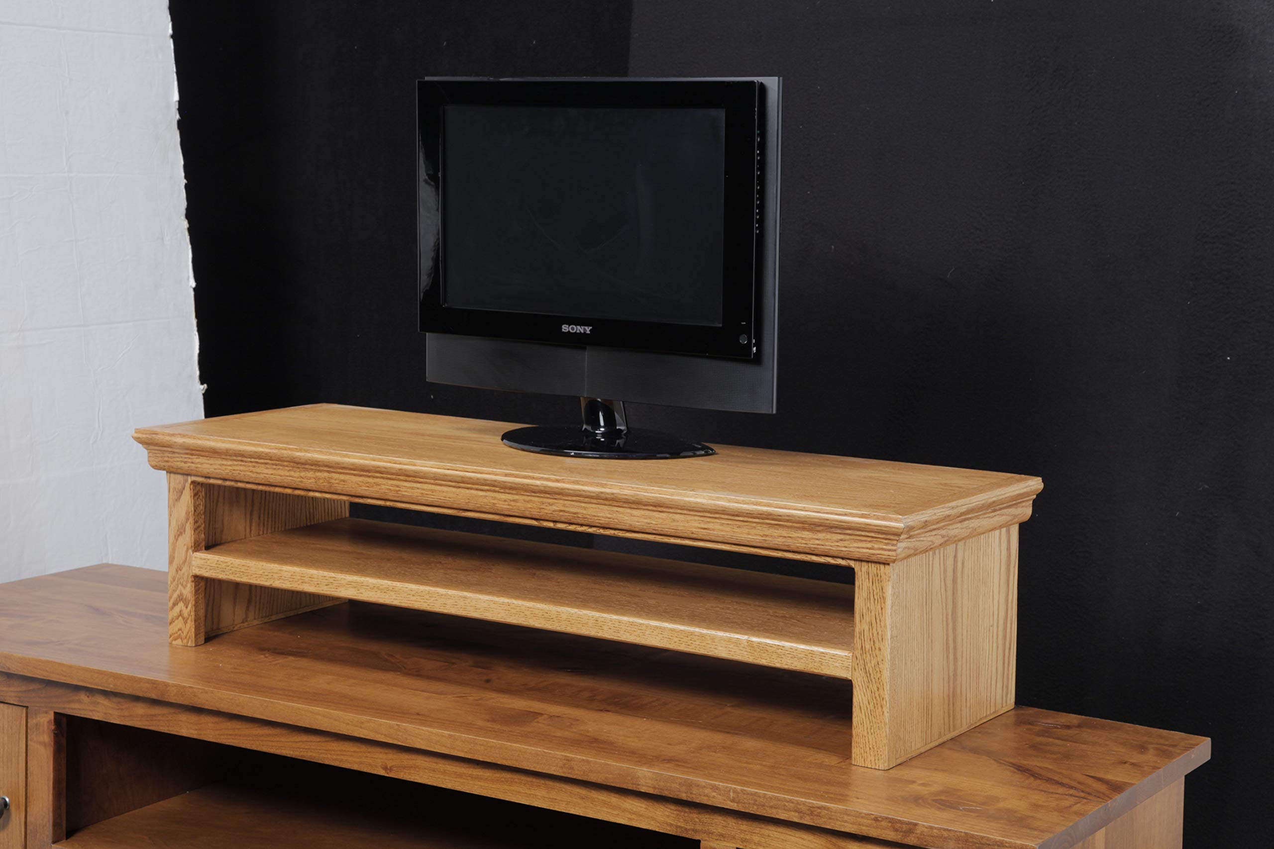 U DECOR IT TV Riser Stand - Traditional Oak Style Double Tier Shelf (38