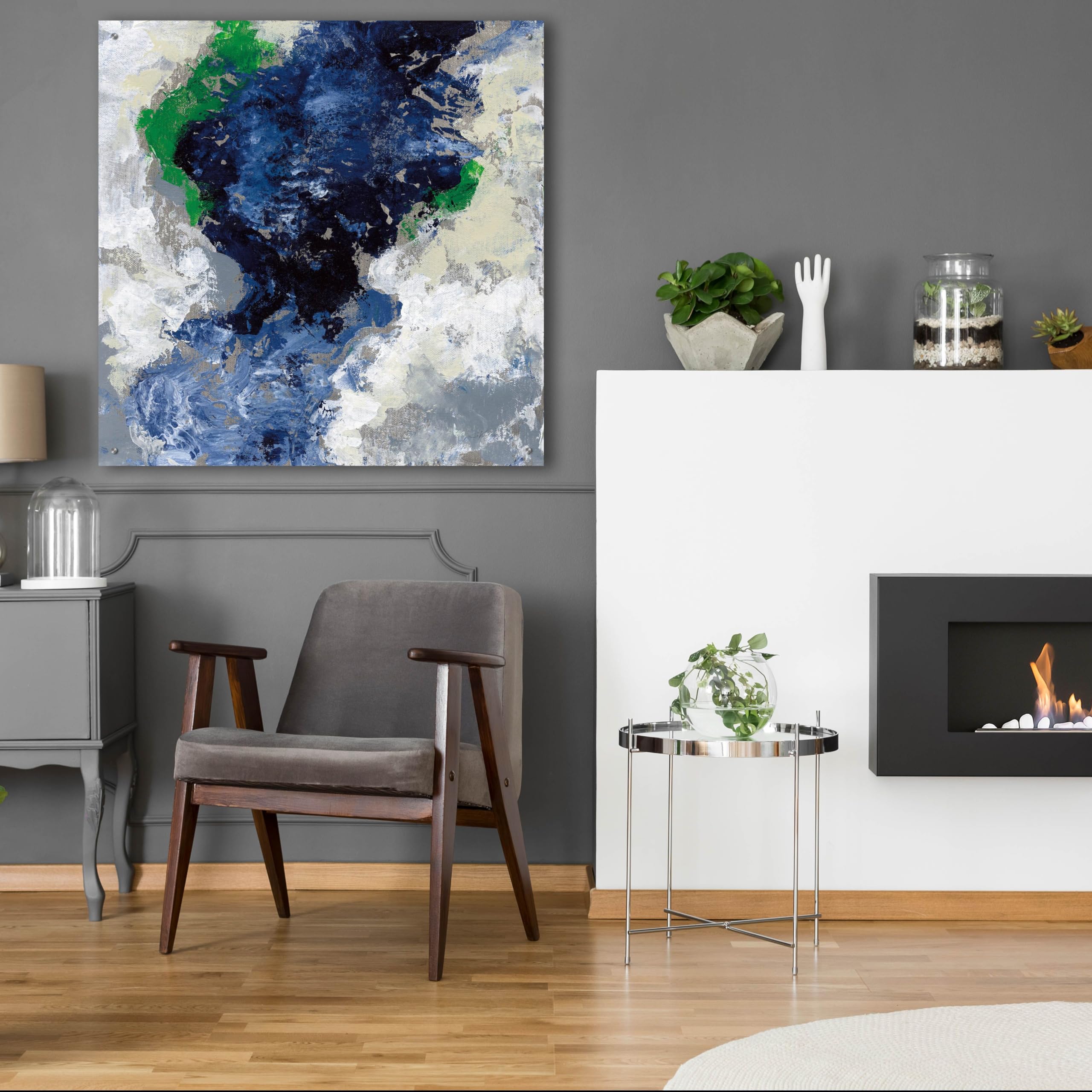 Silvia Vassileva 'Northern Coast IV' Acrylic Glass Wall Art - 36x36 Inch Modern Abstract Painting for Living Room, Bedroom & Office Decor