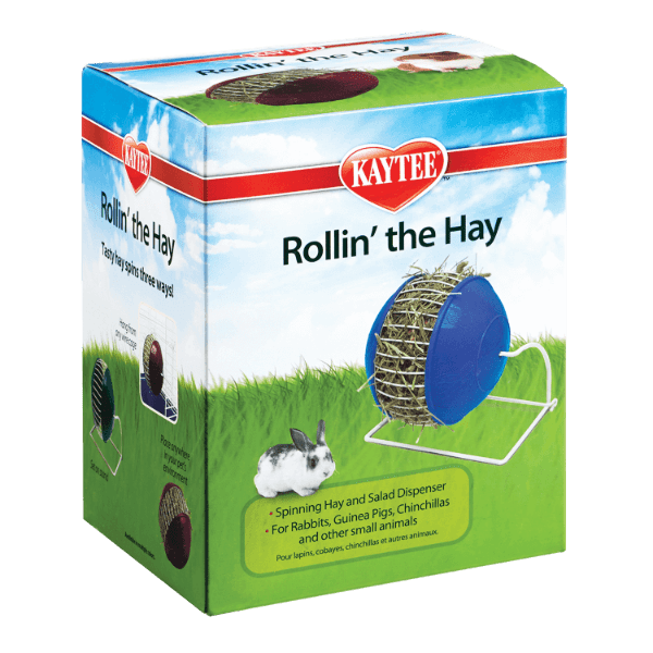 Kaytee Rollin' The Hay Holder - Small Animal Chew Toy for Rabbits, Guinea Pigs & Hamsters | Natural Timothy Hay Feeder & Enrichment Activity | Perfect for Cage, Playpen & Outdoor Use