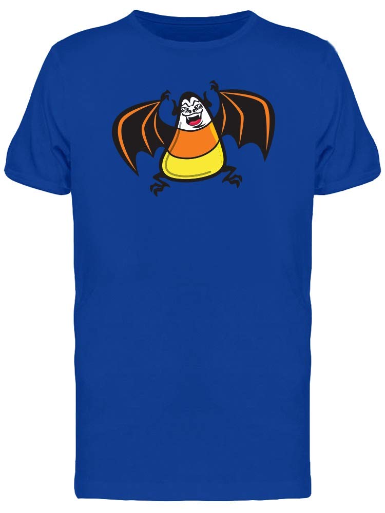 Smartprints Candy Corn Bat Character T-Shirt for Men - Royal Blue | Halloween Graphic Tee for Costumes, Parties & Casual Wear
