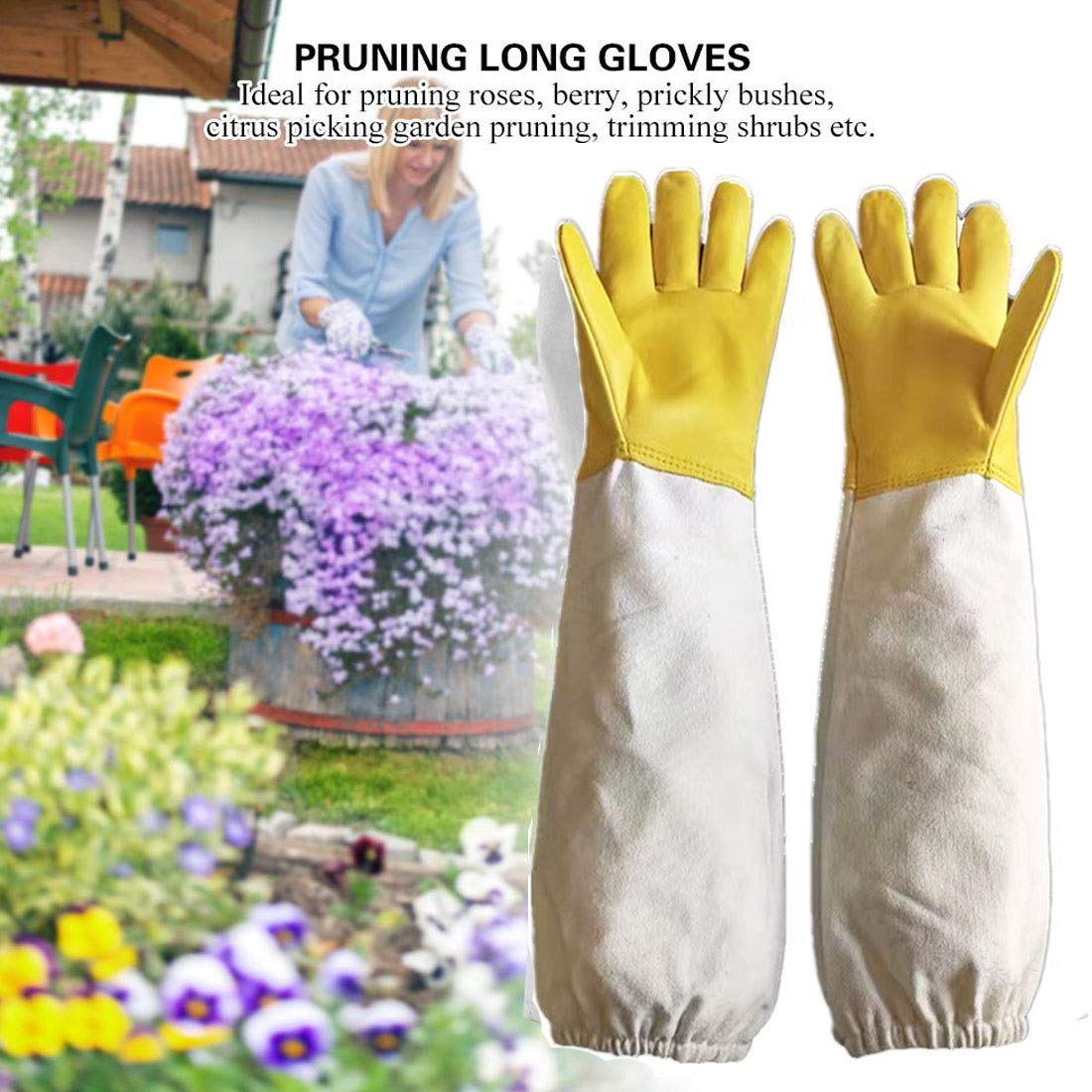 Best Thorn Proof Gardening Gloves for Roses - Durable Goatskin Leather Long Gloves for Pruning, Planting & Protection - Ideal for Rose Bushes, Cactus Handling & Thorny Plant Care