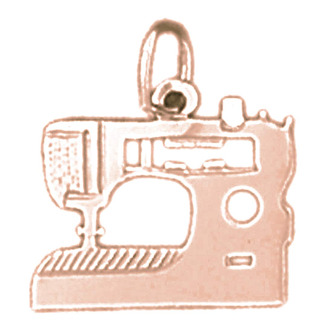 14K Solid Rose Gold Sewing Machine Charm Pendant - 15mm Jewelry for Crafters & Sewing Enthusiasts | Perfect Gift for DIY Lovers & Fashion Accessories