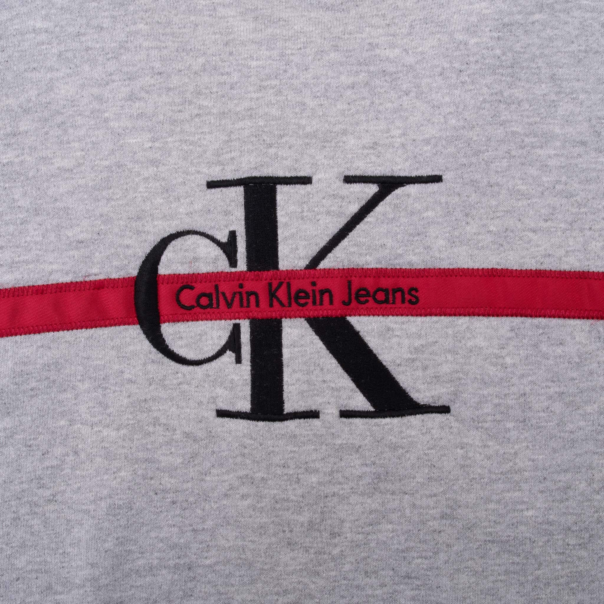 Vintage Calvin Klein Embroidered Grey Sweatshirt 1990s XL Made in USA - Retro Streetwear & 90s Fashion for Men and Women