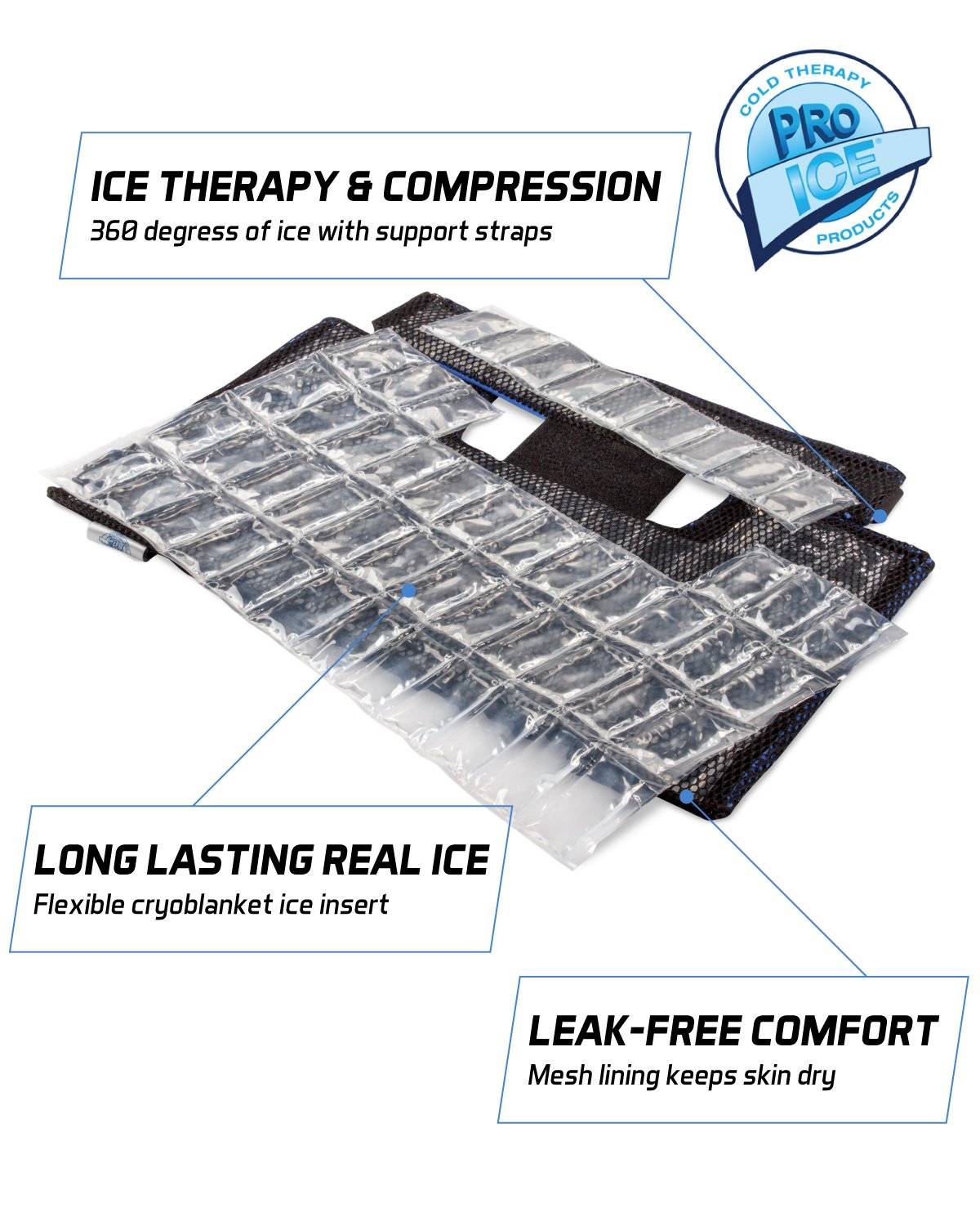 Pro Ice Scapula & Cervical Cold Therapy Wrap with Removable Ice Packs - Adjustable Shoulder & Neck Ice Wrap for Muscle & Joint Pain Relief - Includes 1 Wrap & 4 Gel Ice Inserts - Perfect for Post-Workout Recovery, Injury Rehabilitation & Chronic Pain Management