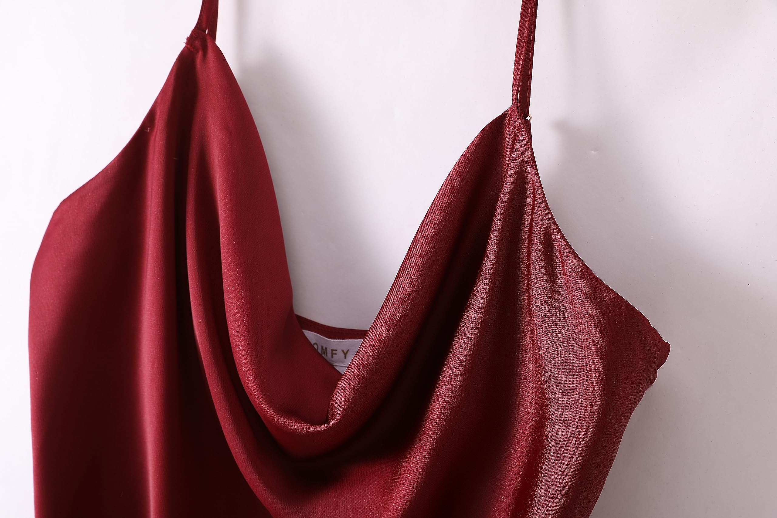Elegant Women's Satin Slip Dress with Cowl Neck & Spaghetti Straps - Perfect for Cocktail Parties, Beach Outings & Evening Events