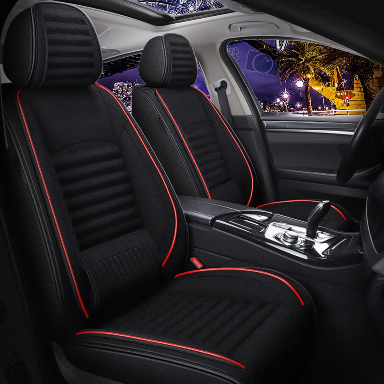 TTX LIGHTING Custom Fit Front Seat Covers for Nissan Murano 2007-2021 - Premium Faux Leather Car Seat Protectors with Airbag Compatibility (Black) | Perfect for Daily Commuting, Road Trips & Protecting Your Vehicle's Interior