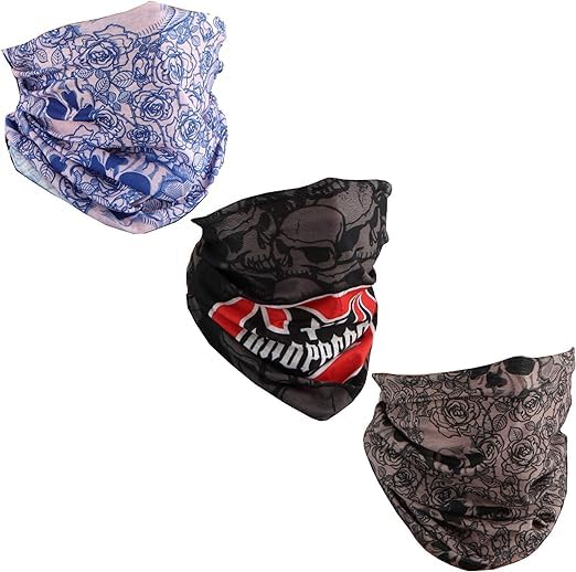 Seamless Bandana Tube Face Scarf 3 Pack - Breathable, Stretchy & Versatile for Outdoor, Cycling, Hiking & Sports