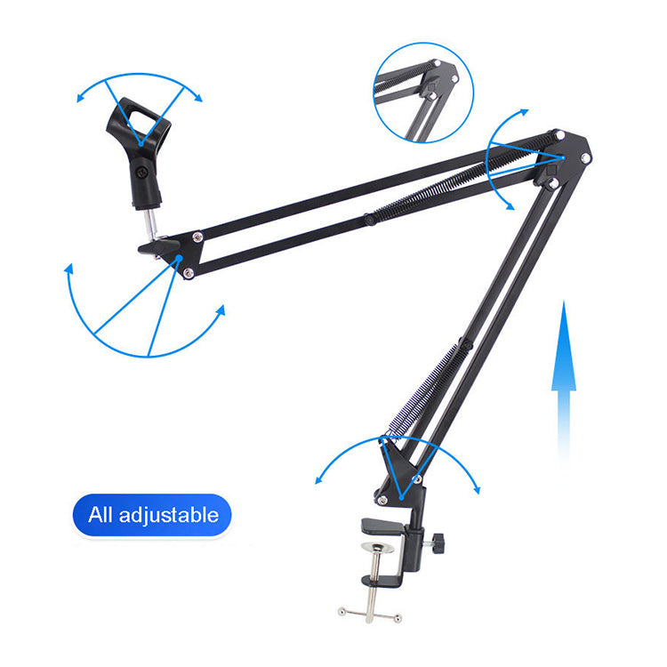 Adjustable Desktop Microphone Stand with Boom Arm - Professional Studio Mic Holder for Podcasting, Streaming & Voice Recording (Ideal for Home Office & Gaming Setup)