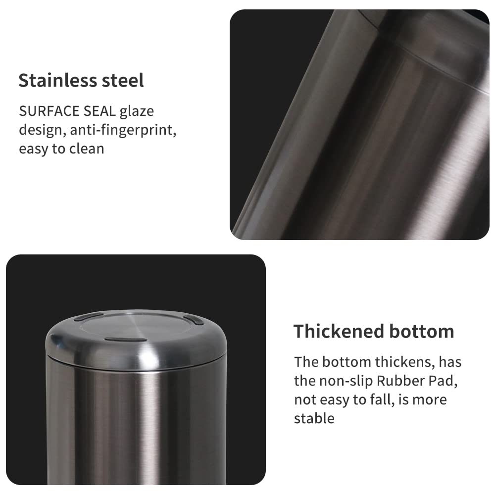 10L/2.6Gal Brushed Stainless Steel Trash Can with Open Top - Elegant Black Gold Waste Bin for Bathroom, Kitchen, Office, Living Room & Bedroom | Durable Garbage Can for Home, Hotel & Commercial Use