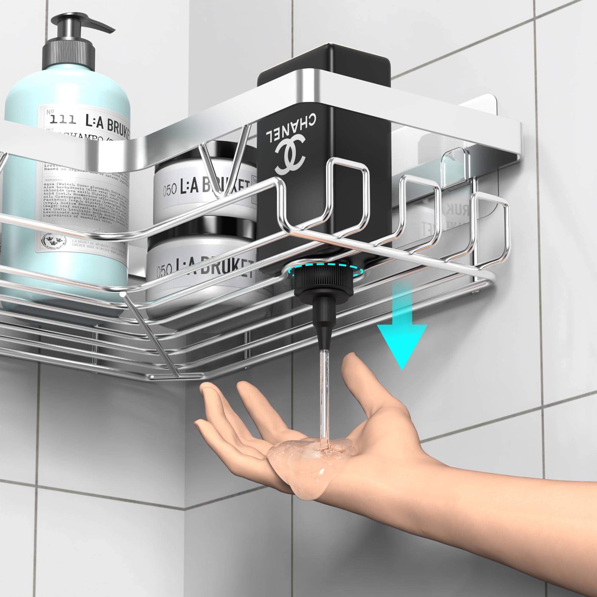 Kegii Corner Shower Caddy - No Drill Bathroom Organizer | Rustproof Stainless Steel Shower Shelf & Storage Rack for Shampoo, Soap & Toiletries | Perfect for Small Bathrooms & Apartment Showers