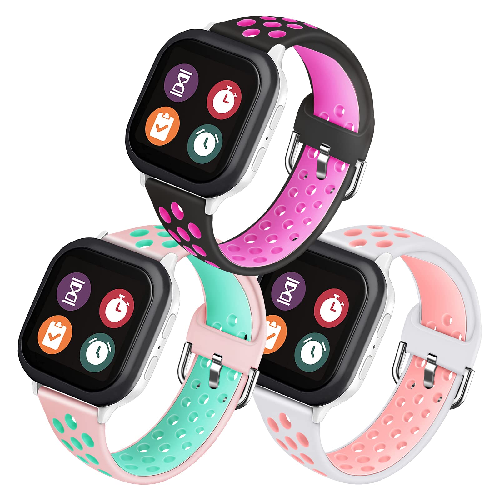 3 Pack Replacement Watch Bands for Gizmo Watch & Gabb Watch - Soft Breathable Silicone Kids Watch Strap Compatible with Verizon GizmoWatch 3/2/1 & SyncUP Kids Watch - Perfect for School, Playtime & Outdoor Activities