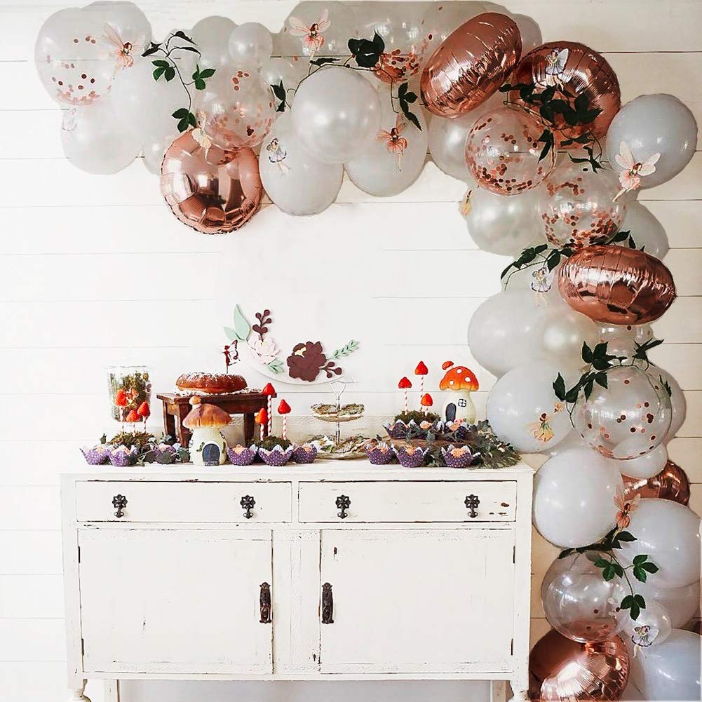 Rose Gold Balloon Garland Arch Kit - 76 Pieces White & Rose Gold Confetti Balloons for Baby Shower, Wedding, Birthday, Bachelorette Party Decorations | Perfect for Backdrop, Photo Booth & Party Background Decor