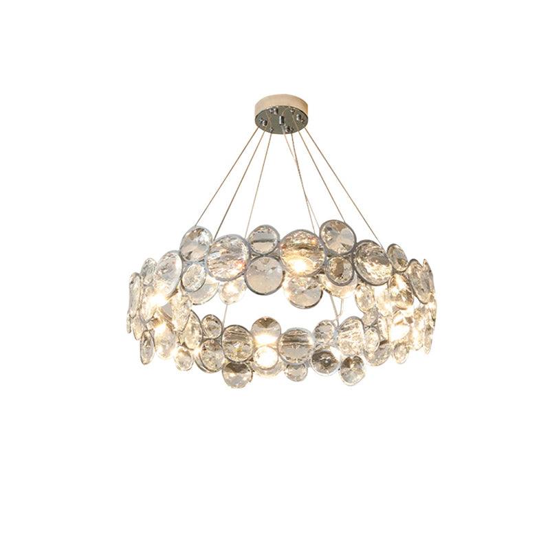 Elegant Chrome Round Crystal Chandelier - Modern Ceiling Light Fixture for Dining Room, Bedroom & Living Room Decor