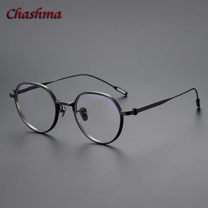 Unisex Titanium Full Rim Round Flat Top Eyeglasses 42161 - Lightweight & Durable for Reading, Work, and Everyday Fashion