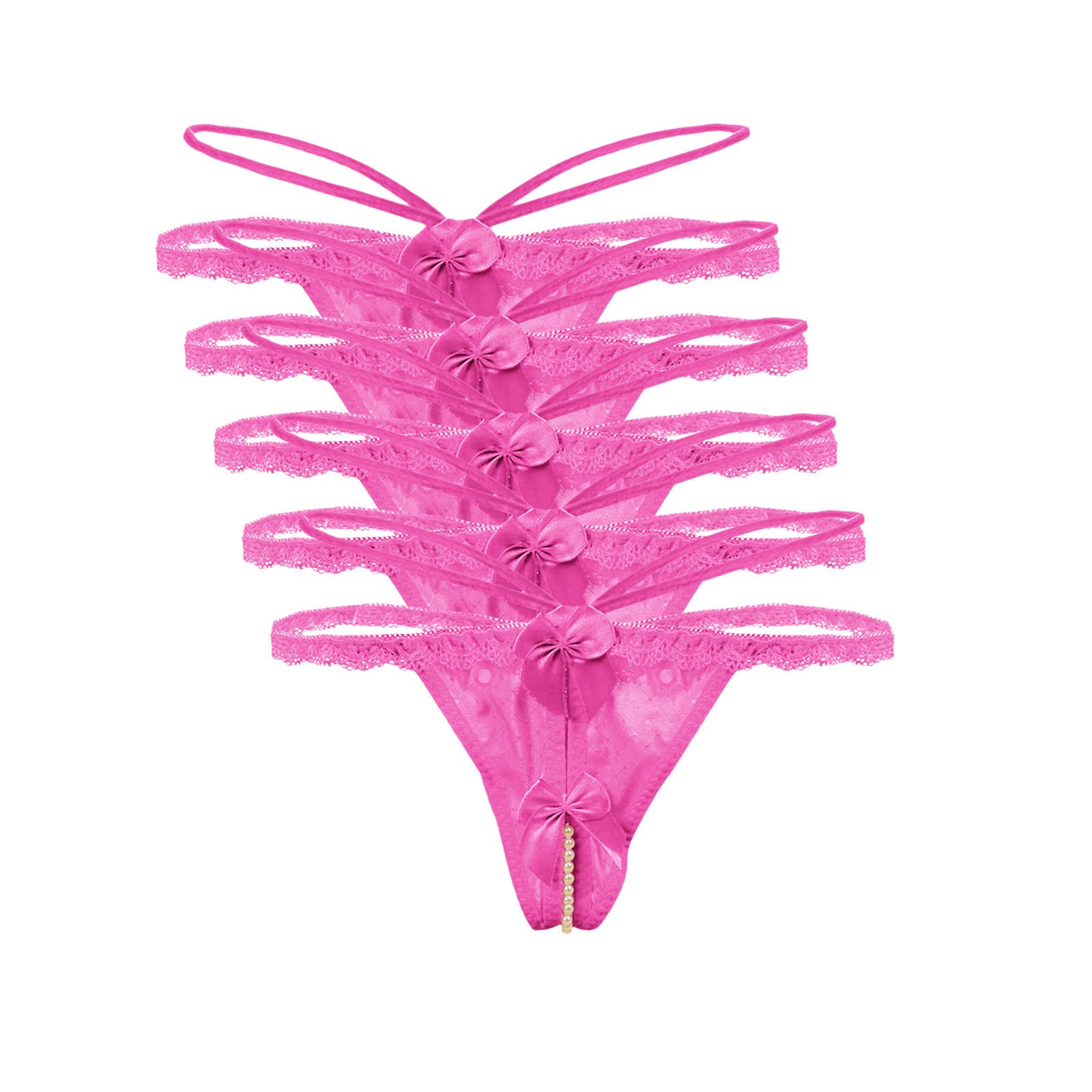 Lace Trim Satin Panties for Women - Soft Breathable Hipster Thongs with Bow Decor - Perfect for Daily Wear, Sleep & Special Occasions