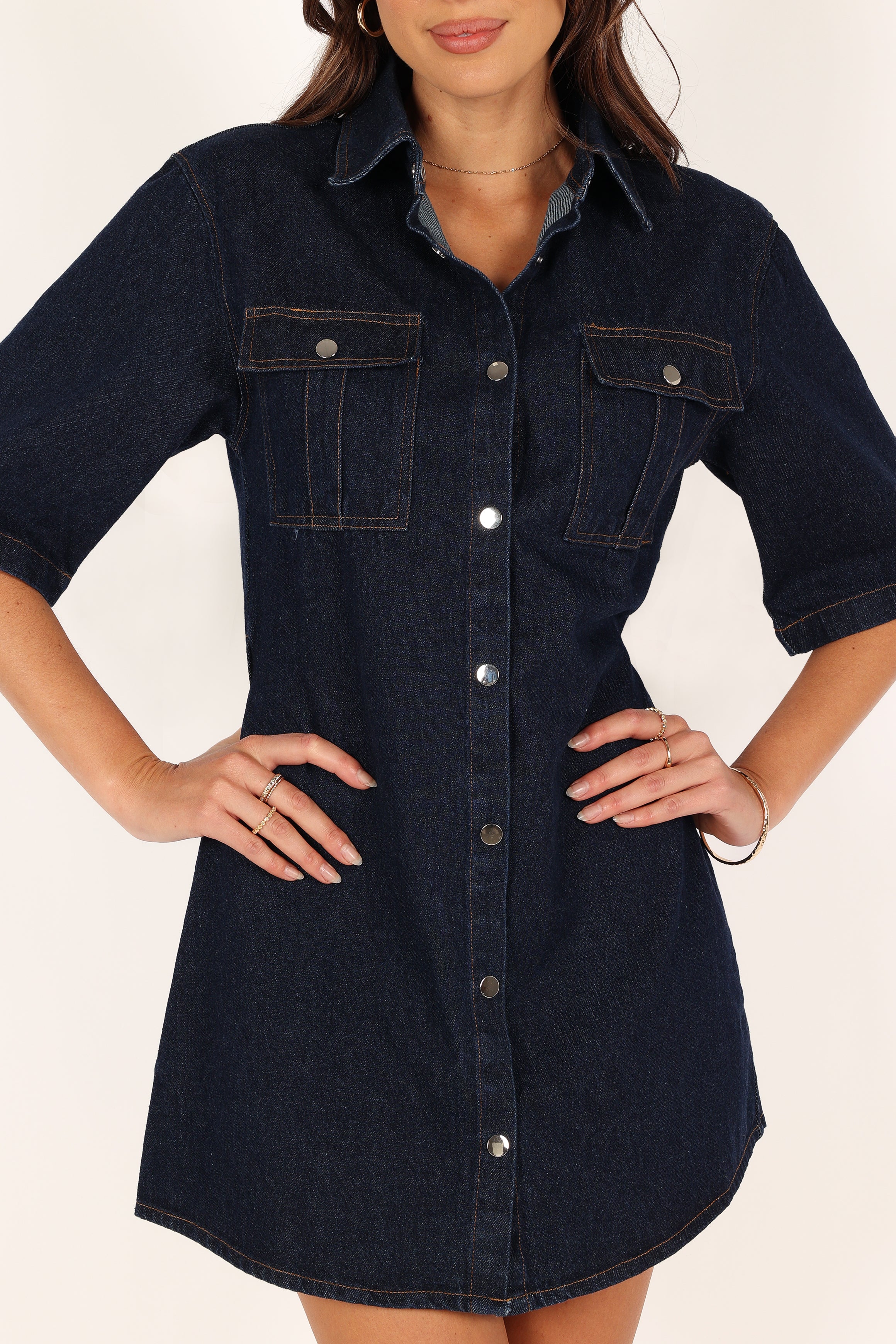 Hailey Denim Mini Dress for Women - Dark Wash Stretch Denim Skater Dress - Perfect for Casual Outings, Dates & Summer Parties