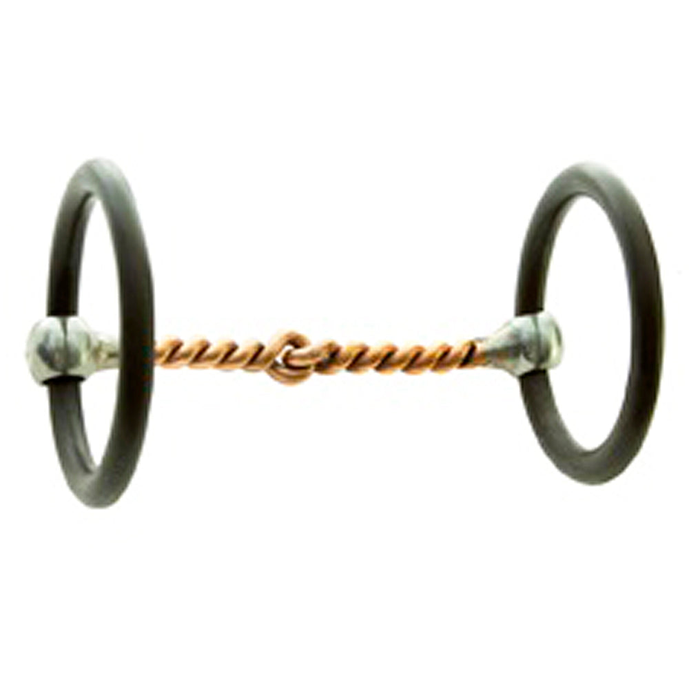 Hilason 4 3/4 Inch Snaffle Bit with Twisted Copper Mouthpiece and Antique Brown Rings - Perfect for English & Western Riding, Horse Training, and Dressage